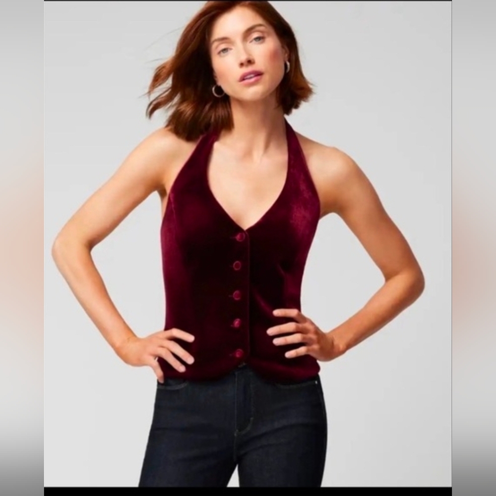 NWT WHBM Velvet Halter Vest Womens Size 10